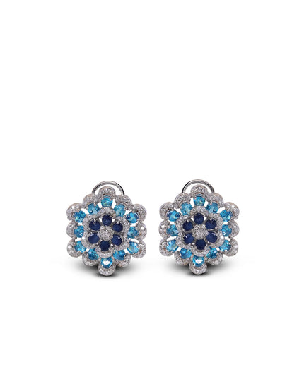 Sapphire Flower Halo Set-009