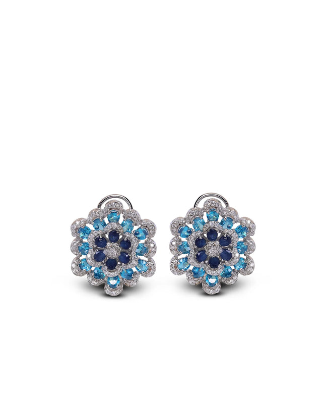 Sapphire Flower Halo Set-009