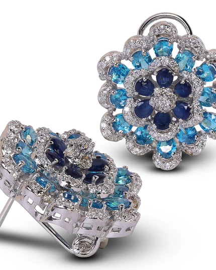 Sapphire Flower Halo Set-009
