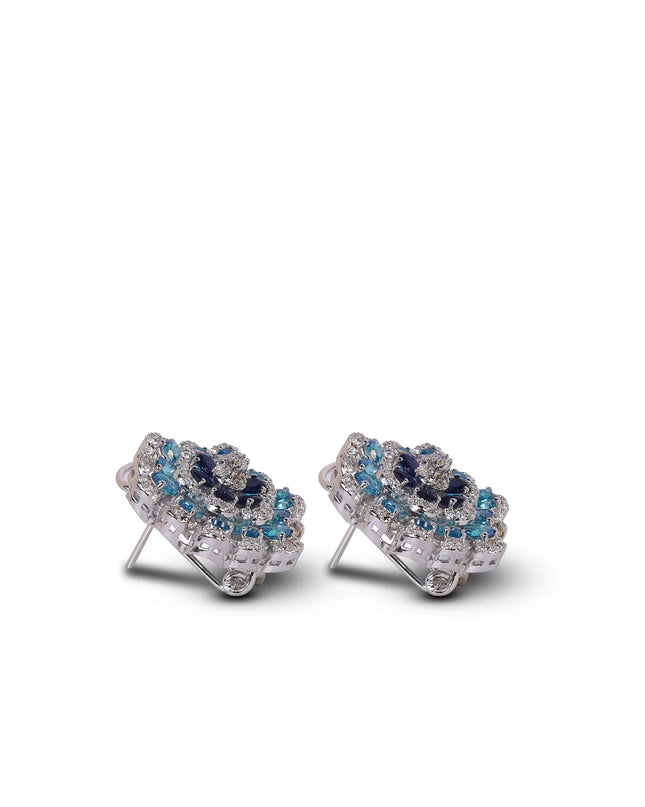 Sapphire Flower Halo Set-009
