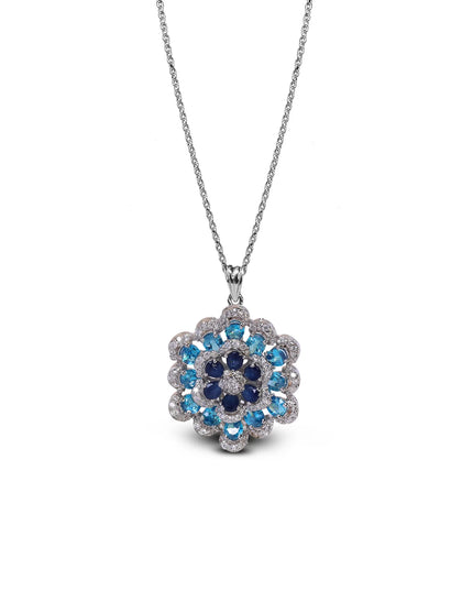 Sapphire Flower Halo Set-009