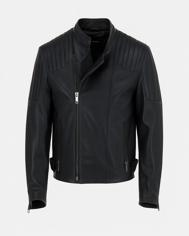 Black Biker Leather-J008